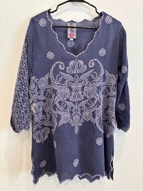 Johnny Was Tunic Embroidered Top Size S